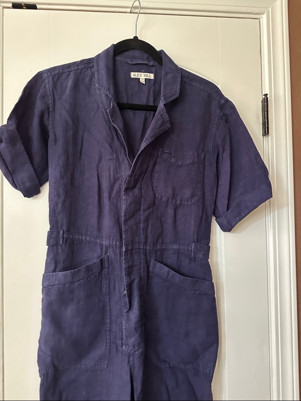 Alex Mill Short-Sleeve Utility Jumpsuit in Navy - Picture 4 of 7